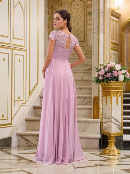 A-line Scoop Short Sleeves...