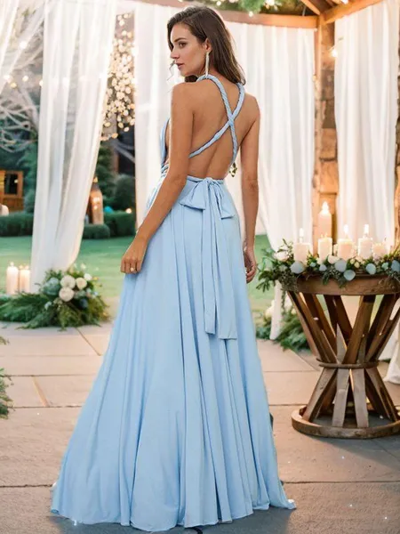 A-line Halter Sleeveless...