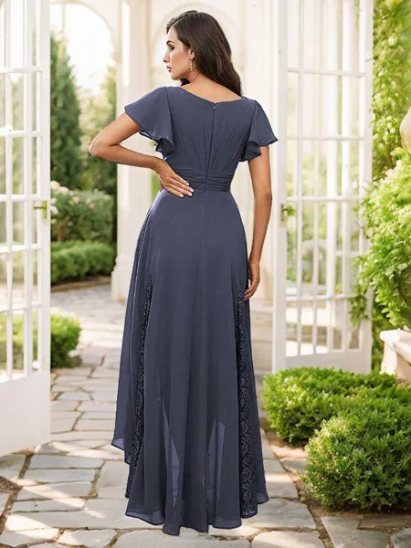 A-line V-Neck Noble Short...