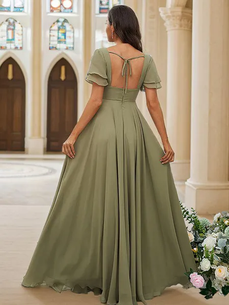 A-line V-Neck Chic Short...