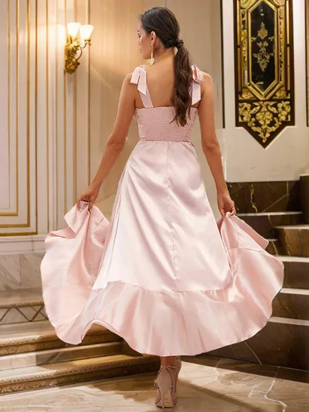 A-line Straps Sleeveless...