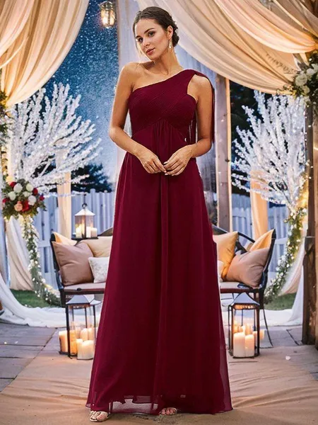 A-line One-Shoulder Modest...