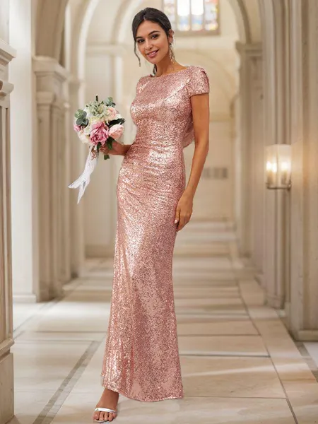 Sheath/Column Scoop Glitter...