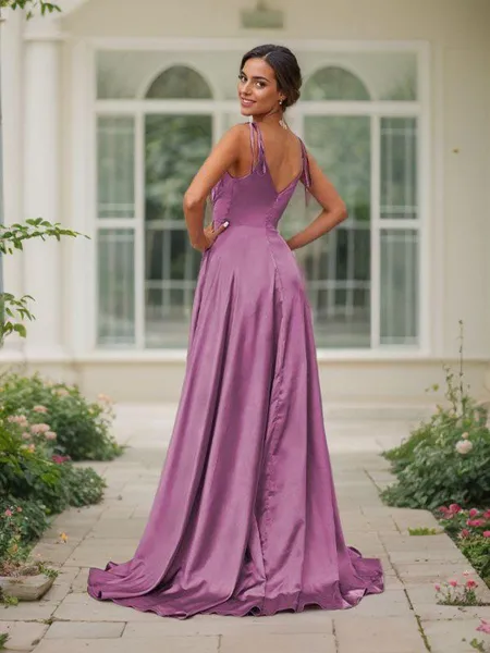 Dazzling A-line V-Neck...