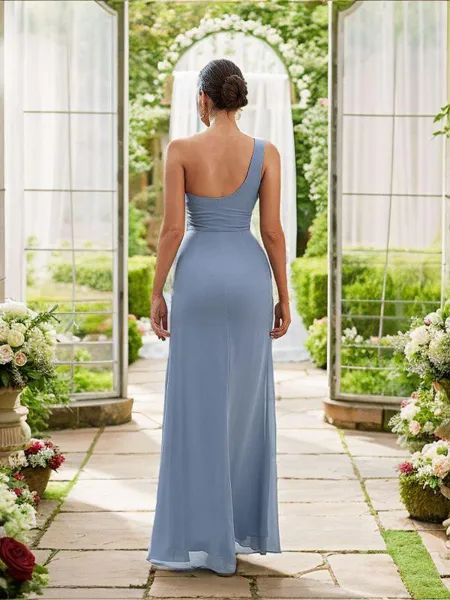 Sheath/Column One-Shoulder...