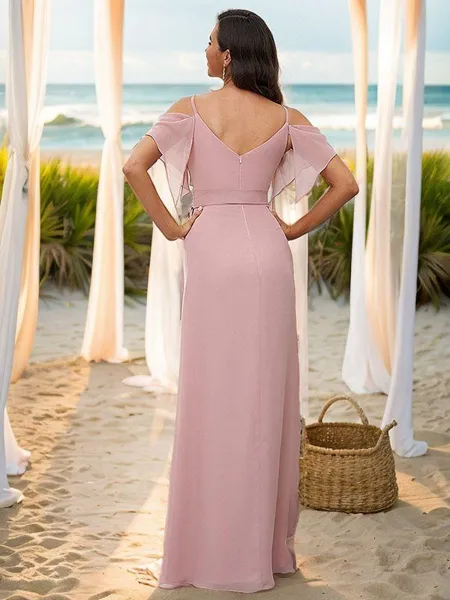 A-line V-Neck Dazzling...