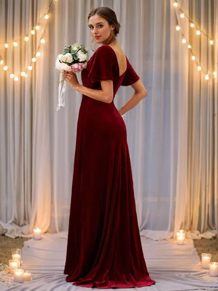 A-line V-Neck Gleaming...