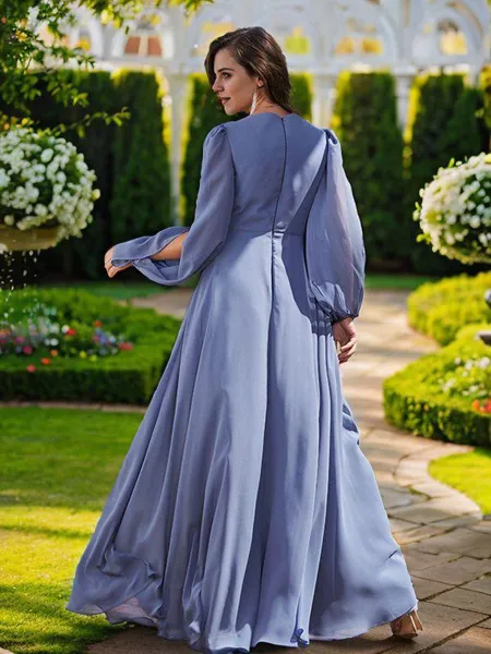 A-line V-Neck Timeless Long...