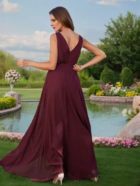 A-line V-Neck Simple...