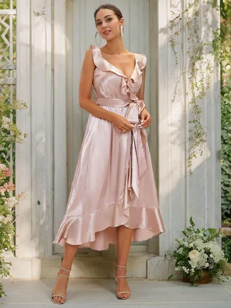 A-line V-Neck Sleeveless...