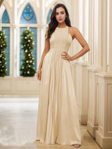 A-line Halter Glam...