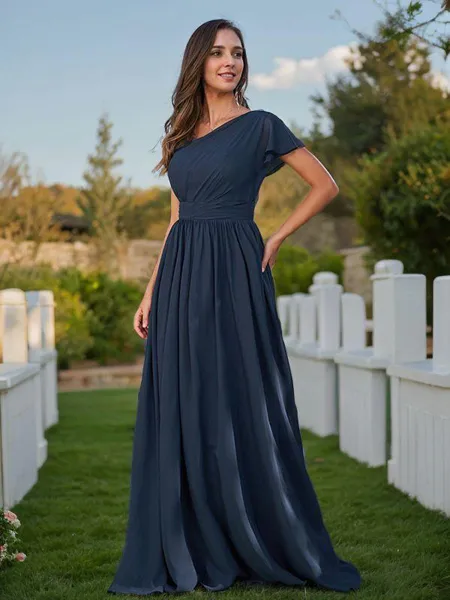 A-line One-Shoulder Stylish...