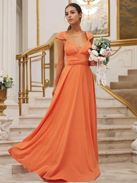 A-line V-Neck Sleeveless...