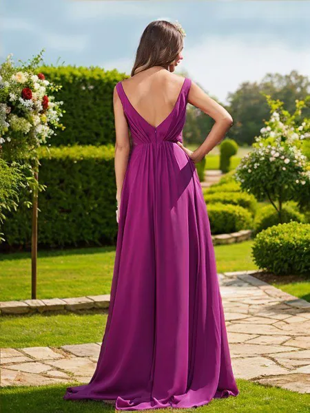 A-line V-Neck Glam...