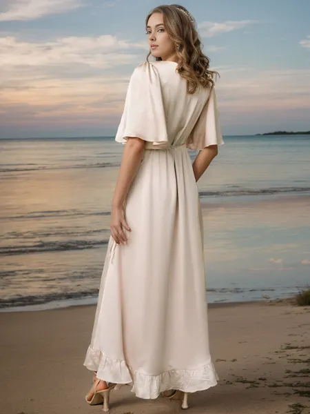 Hot A-line V-neck Short...