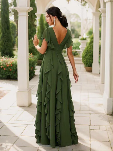 A-line Charming V-neck...