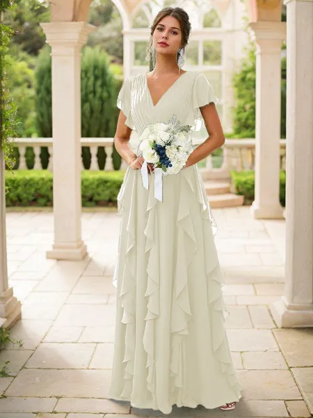 A-line Charming V-neck...