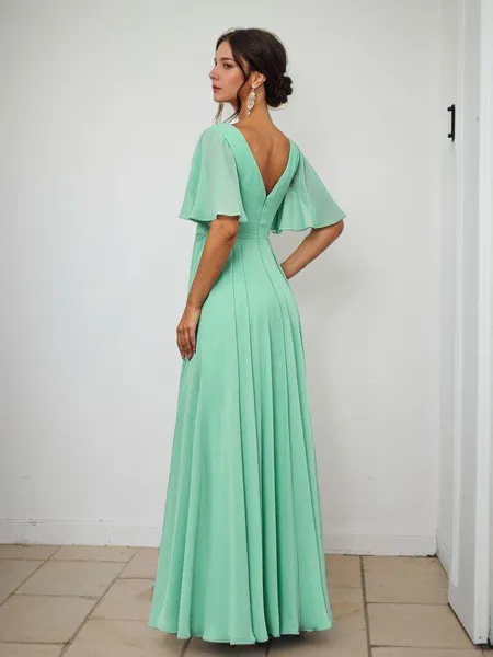 A-line Simple V-neck Short...