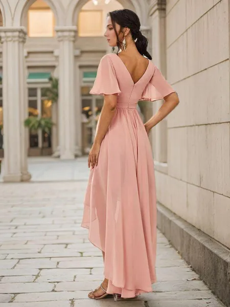 A-line Elegant V-neck Short...