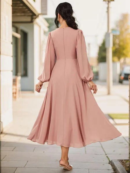 Chic A-line V-neck Long...