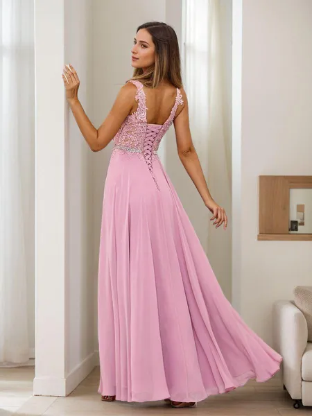 A-line Elegant V-neck...