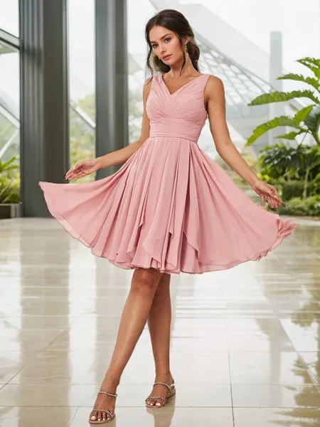 Charming A-line V-neck...