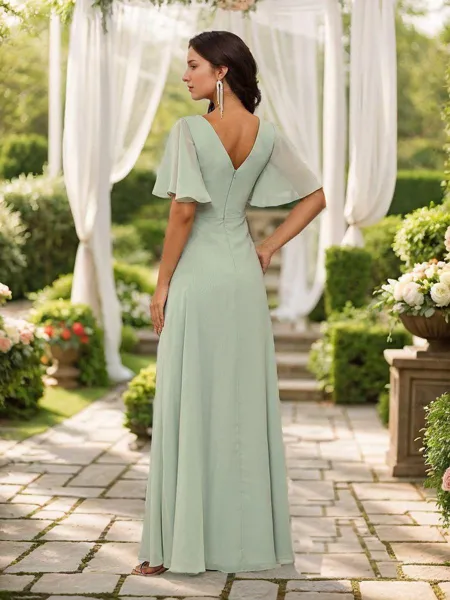 Chic A-line V-neck Short...