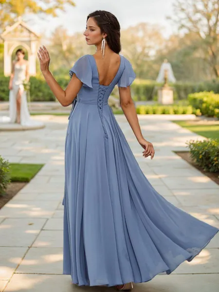 Dreamy A-line V-neck Short...