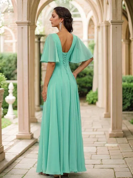 Trendy A-line V-neck Short...