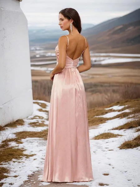 Modest A-line V-neck...