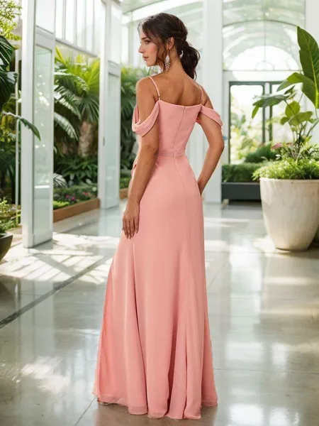 A-line Simple Cold Shoulder...