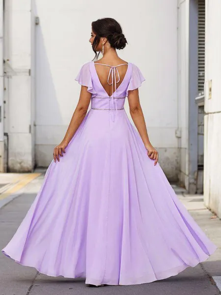 Feminine A-line V-neck...