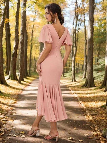 Sheath/Column Modern V-neck...