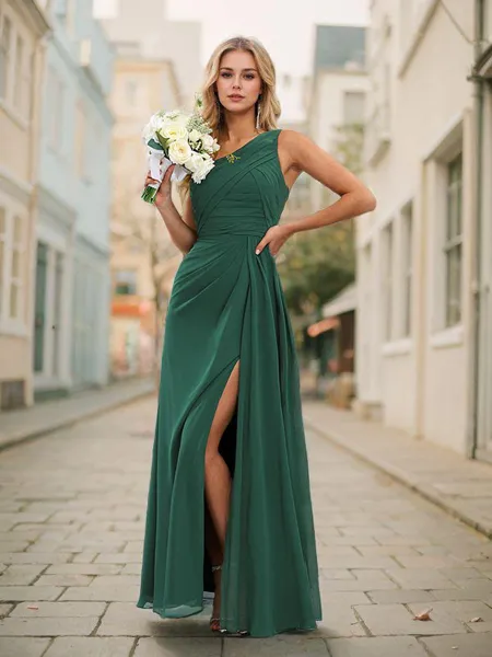 Glam A-line One-Shoulder...