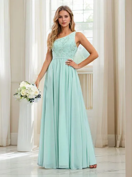 Simple A-line One-Shoulder...