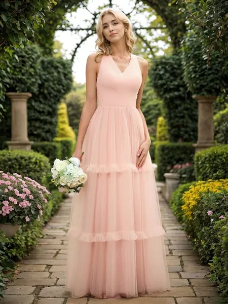 Charming A-line V-neck...