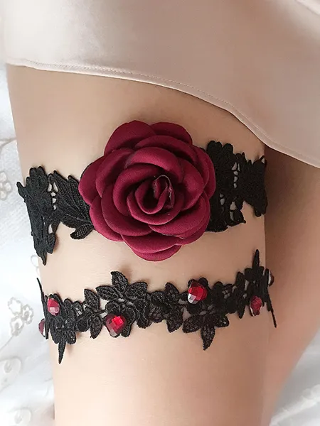 Fancy Bridal/Feminine Lace With Crystal Garters