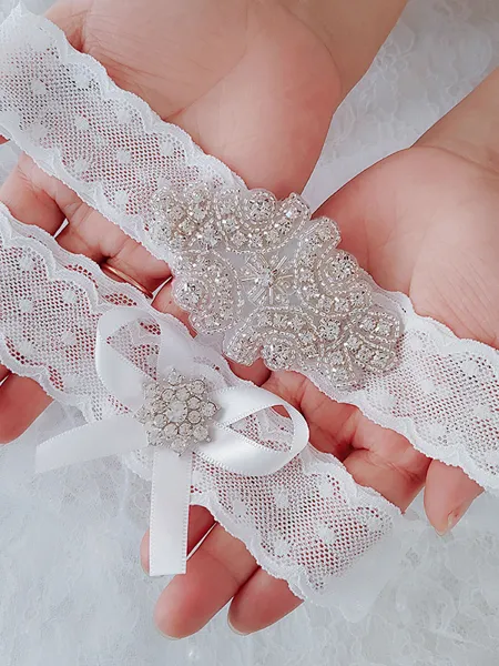 Charming Bridal/Feminine Lace With Rhinestone Garters