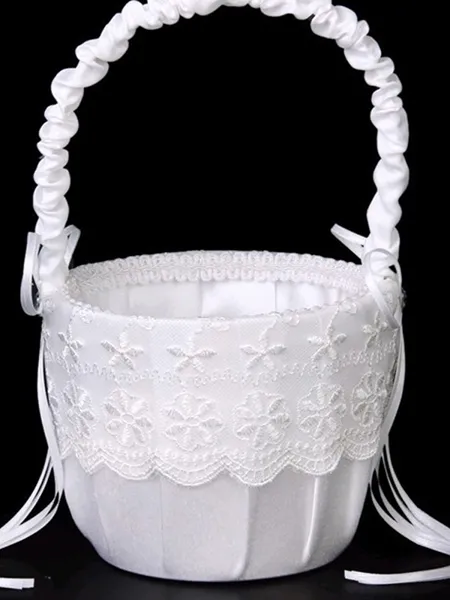 Perfect Flower Basket In Lace With Bowknot