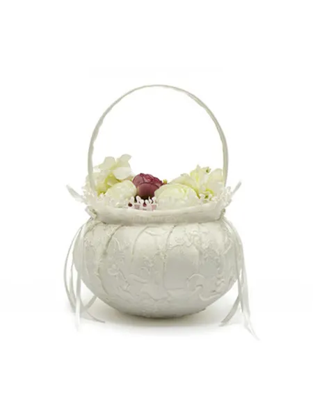 Gorgeous Flower Basket In Lace With Bowknot