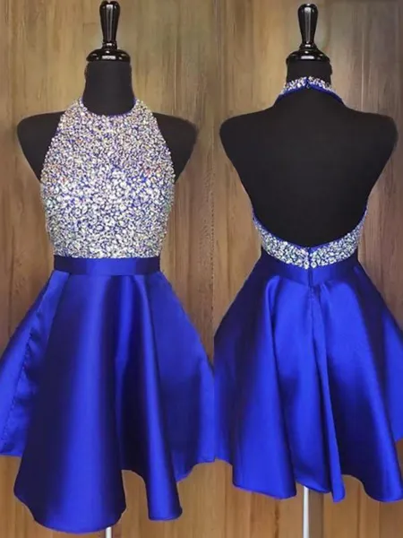 A-line Halter Sleeveless...