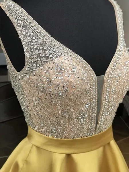 A-line V-Neck Sleeveless...