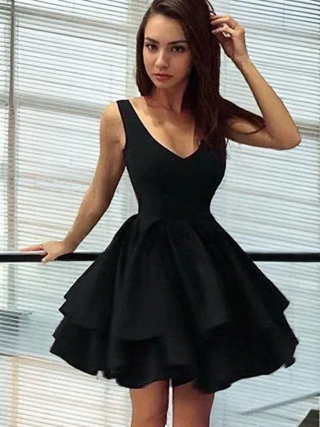 A-line Straps Sleeveless...