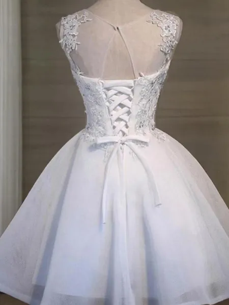 Fashion A-line Sheer Neck...