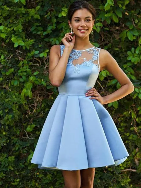 A-line Bateau Sleeveless...