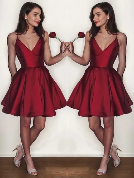 A-line V-Neck Sleeveless...