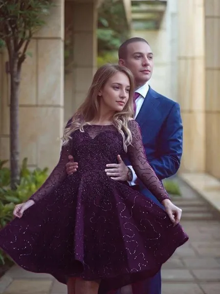 A-line Scoop Long Sleeves...