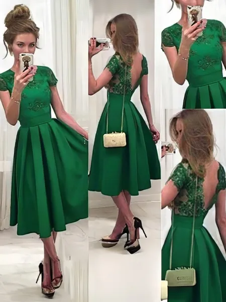 A-line Scoop Short Sleeves...