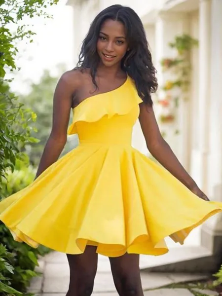 A-line One-Shoulder...