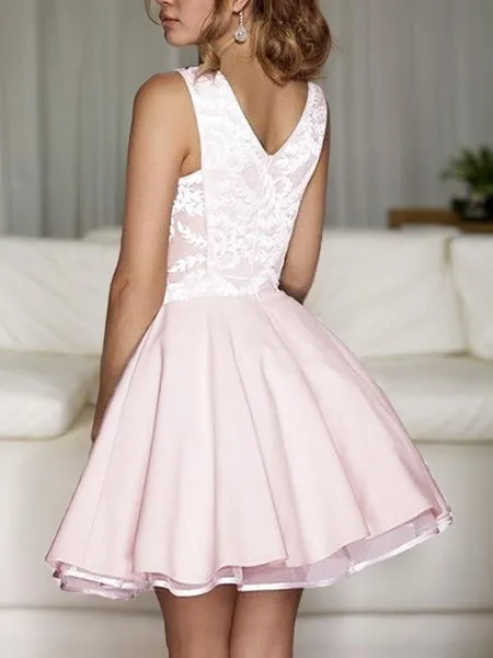 A-line V-Neck Sleeveless...